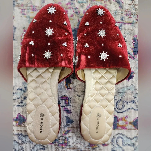 Birdies Women's Songbird Burgundy Crystal Mules Slippers, sz 9 - Picture 5 of 12